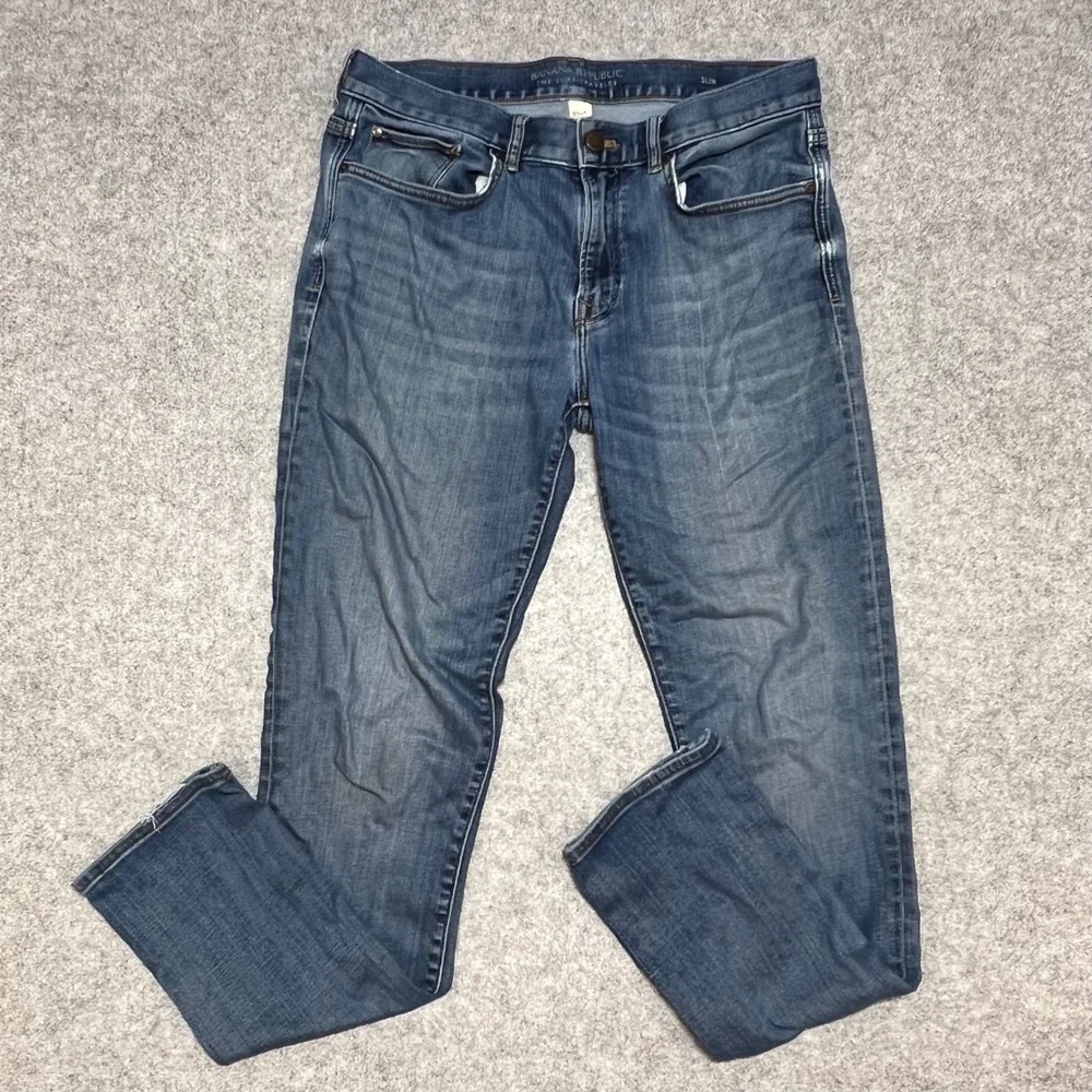 Banana Republic Luxe Traveler Slim Fit Jeans Blue 32x34 Mens Lyocell Stretch